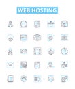 Web Hosting vector line icons set. Hosting, Web, Website, Cloud, Domains, Servers, Data illustration outline concept