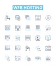 Web Hosting vector line icons set. Hosting, Web, Website, Cloud, Domains, Servers, Data illustration outline concept