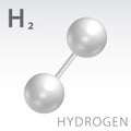 Hydrogen H2 molecule model and chemical formula. Gas. Three dimentional model, Royalty Free Stock Photo