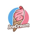 Ice cream gelato with cherry logo illustration vector template