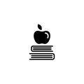 icon. Apple on books, knowledge icon