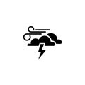 Icon. Haze storm. Lightning, clouds and wind. Windy weather Royalty Free Stock Photo