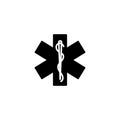 Icon. Medicine ambulance emblem, star of life