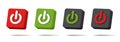 web icon push-button power, square shape with symbol in different colors Royalty Free Stock Photo