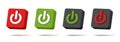 web icon push-button power, square shape with symbol in different colors Royalty Free Stock Photo