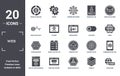 web icon set. include creative elements as circular graphic, circular glasses, on slider, home button, web page variant, close