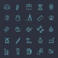 Measuring related web icon set - outline icon set, vector, thin line icons collection