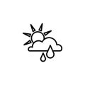 Icon. Sunny rain. Sun, cloud and rain