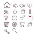 Web icons - grey and red Royalty Free Stock Photo