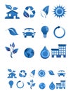 Web icons set in dark blue Royalty Free Stock Photo