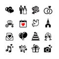 16 web icons set. Wedding, love, celebration. Royalty Free Stock Photo