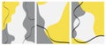 Illuminating, Ultimate Grey - Color of the Year 2021. Set of creative minimalist abstract hand drawn posters