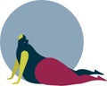 Illustration of a fat woman doing yoga