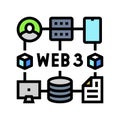 web3 integration decentralized application color icon vector illustration