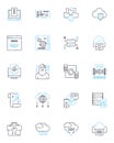 Web intelligence linear icons set. Analytics, Data mining, Machine learning, Predictive, Insights, Algorithms