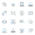 Web intelligence linear icons set. Analytics, Data mining, Machine learning, Predictive, Insights, Algorithms