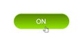 On web interface button clicked with mouse cursor, green color, online program Royalty Free Stock Photo