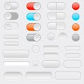 Web interface buttons. Toggle switch buttons and gray icons Royalty Free Stock Photo