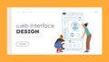 Web Interface Design Landing Page Template. Ux Ui Designer Characters Create Mobile Application Information Illustration