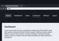 Web interface displaying a dark-themed admin panel template. The navigation bar Royalty Free Stock Photo