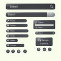 Web interface elements collection featuring search bars buttons forms login fields and icons for digital design projects Royalty Free Stock Photo