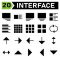 Web interface icon set include media, right, layout, picture, left, center, list, thumb, interface, open menu, post, grid, menu, Royalty Free Stock Photo