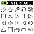 Web interface icon set include pin, web app, pushpin, tack, thumbtack, fasten, eraser, clean, remove, rubber, microphone, record,