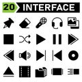 Web interface icon set include pin, web app, pushpin, tack, thumbtack, fasten, eraser, clean, remove, rubber, microphone, record,