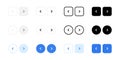 Web interface navigation buttons icon set. Slider arrow buttons symbols. Next and previous round buttons for app. Simple website Royalty Free Stock Photo