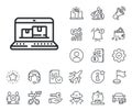 Web inventory line icon. Wholesale computer sign. Salaryman, gender equality and alert bell. Vector