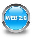 Web 2.0 glossy cyan blue round button Royalty Free Stock Photo