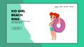 web kid girl beach ring vector