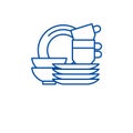 Kitchen dishes line icon concept. Kitchen dishes flat vector symbol, sign, outline illustration.