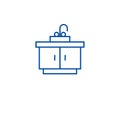 Kitchen sink line icon concept. Kitchen sink flat vector symbol, sign, outline illustration.