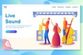 Web landing page design template for music festival concept. Band performing on stage.