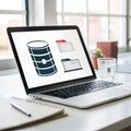 Web Layout with Database Isolated on White Background