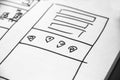 Web layout sketch paper Book, mobile and web sketch