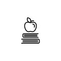line icon. Apple on books, knowledge icon