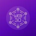 Web 3.0 line icon, decentralized web vector