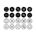 Web line icon set. Contact symbol. Communication sign. Social network icon. Phone, Mobile, Film, Mail, TV Internet, Home Heart. Royalty Free Stock Photo