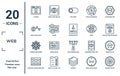 web linear icon set. includes thin line closing, web stocks data line graphic interface, cobweb and spider, message closed