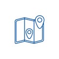 Location map  line icon concept. Location map  flat  vector symbol, sign, outline illustration. Royalty Free Stock Photo