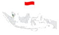 Location of Province Riau Islands on map Indonesia. 3d Riau Islands flag map marker location pin. Quality map with Provinces of In