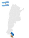 Location of  Province Tierra del Fuego on map Argentina. 3d location sign similar to the flag of Tierra del Fuego. Quality map  wi Royalty Free Stock Photo