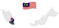 Location of State Johor on map Malaysia. 3d  State Johor flag map marker location pin. Quality map with States of Malaysia for you Royalty Free Stock Photo