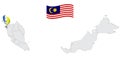 Location of State Penang on map Malaysia. 3d  State Penang flag map marker location pin. Quality map with States of Malaysia for y Royalty Free Stock Photo