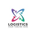 Logistics with arrow shape circle rounded abstract illustration logo