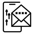 Web mail safe authentication icon, outline style
