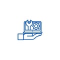 Maintenance, computer support line icon concept. Maintenance, computer support flat vector symbol, sign, outline Royalty Free Stock Photo