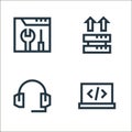 web maintenance line icons. linear set. quality vector line set such as laptop, headset, server